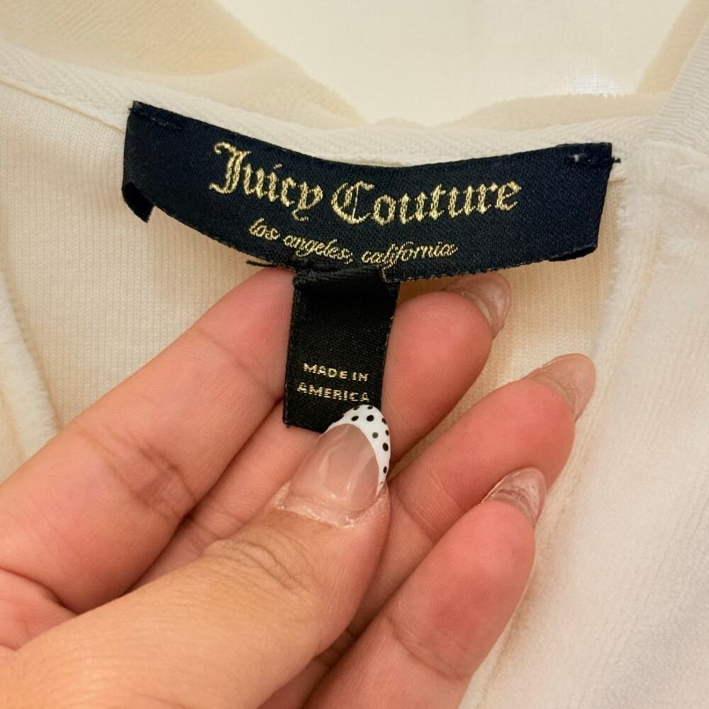 Vintage Juicy Couture White Babydoll‎ Hooded J Zipper Cardigan Small - Picture 4 of 5
